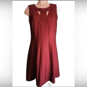 Enfocus Studio Burgundy Chevron Midi Dress Size 8